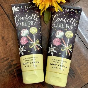 Bundle 2 BBW Confetti Cake Pop Shea Body Cream Lotion Bath and Body Works